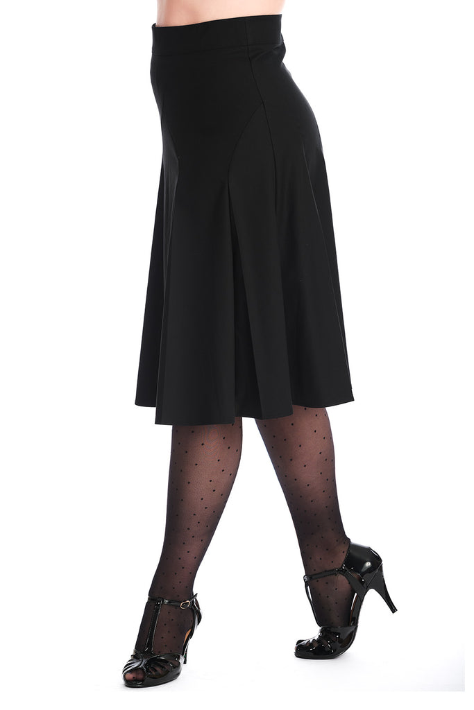 Classic Panel Swing Skirt: Black