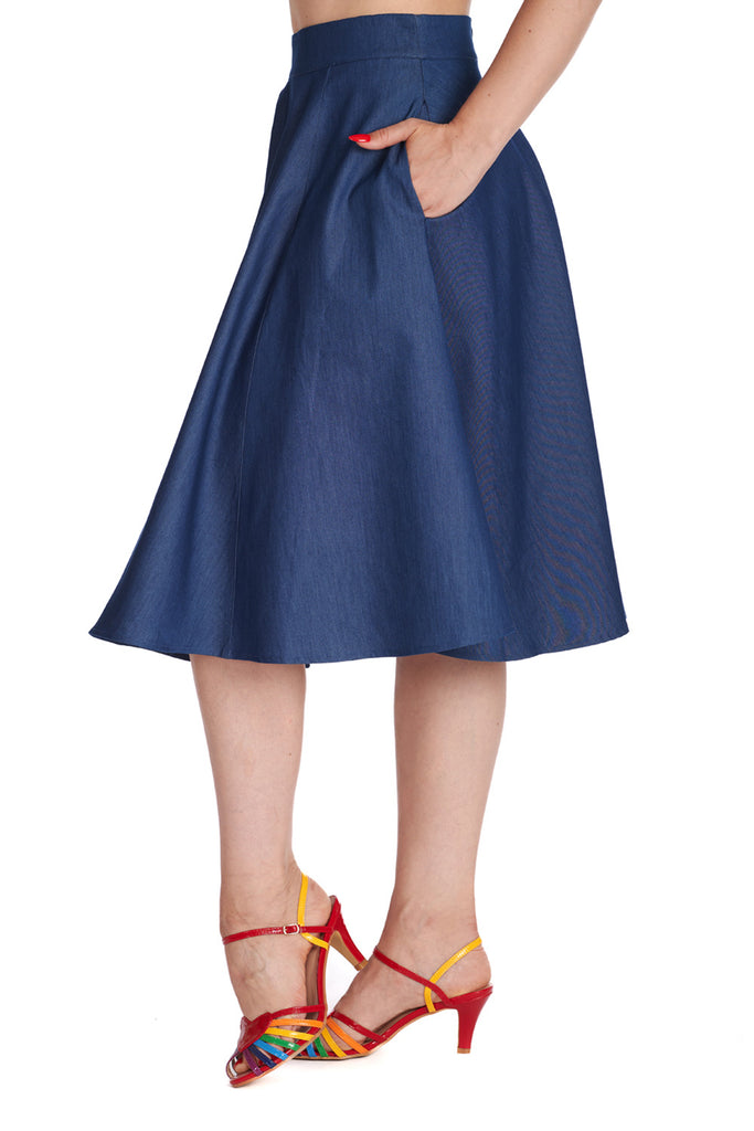 Summer Denim Swing Skirt