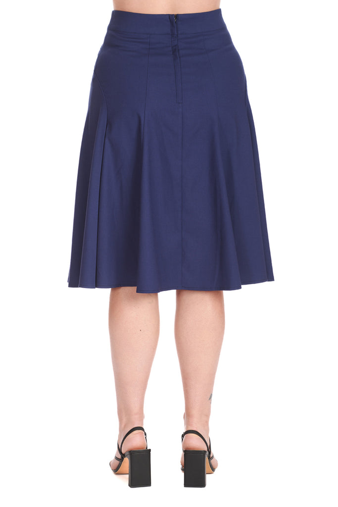 Classic Panel Swing Skirt: Navy