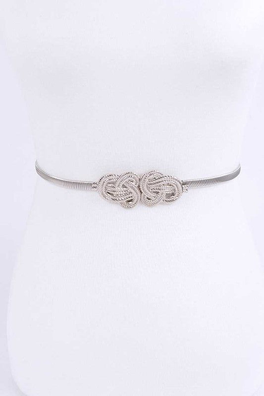 Stretch Metal Scroll Belt: Silver