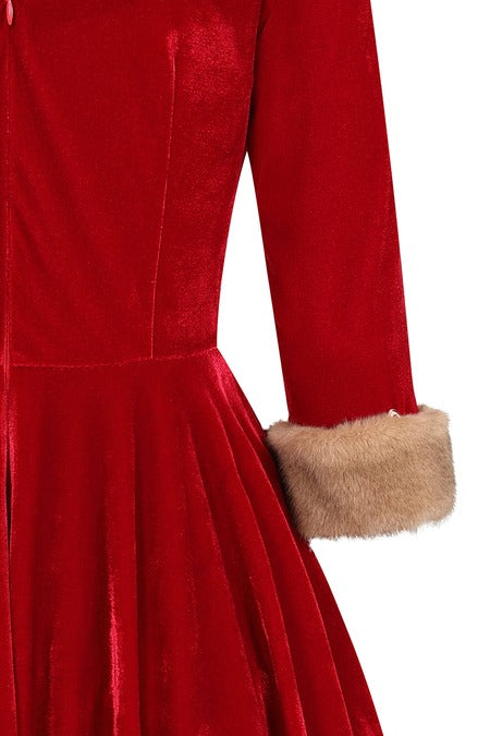 Red Velvet White Christmas Dress