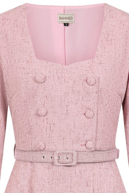 Isobel Pink Tweed Dress
