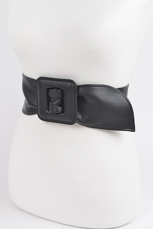 Soft Faux Leather Buckle Belt: Black