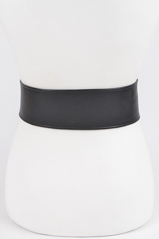 Soft Faux Leather Buckle Belt: Black