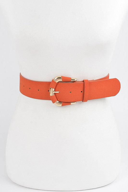 Micro Suede Buckle Belt: Orange