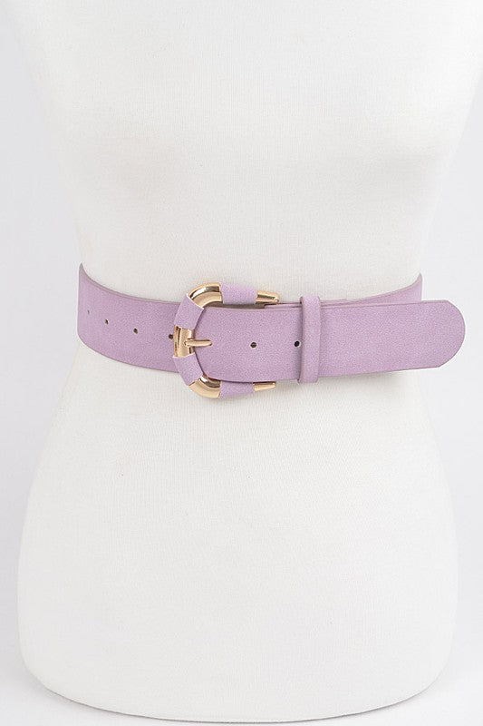 Micro Suede Buckle Belt: Lavender