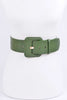 Faux Leather Buckle Belt: Olive