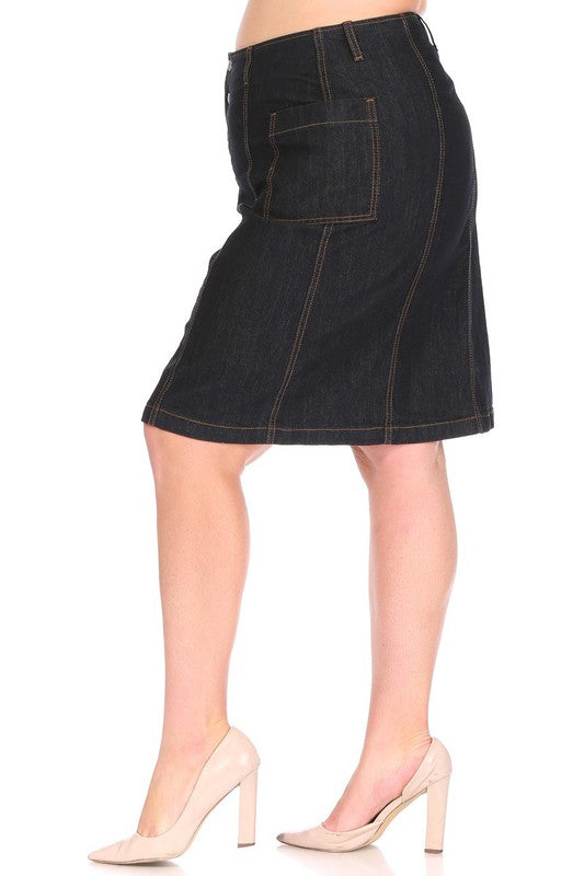 Dark Denim Vintage Style Aline Skirt