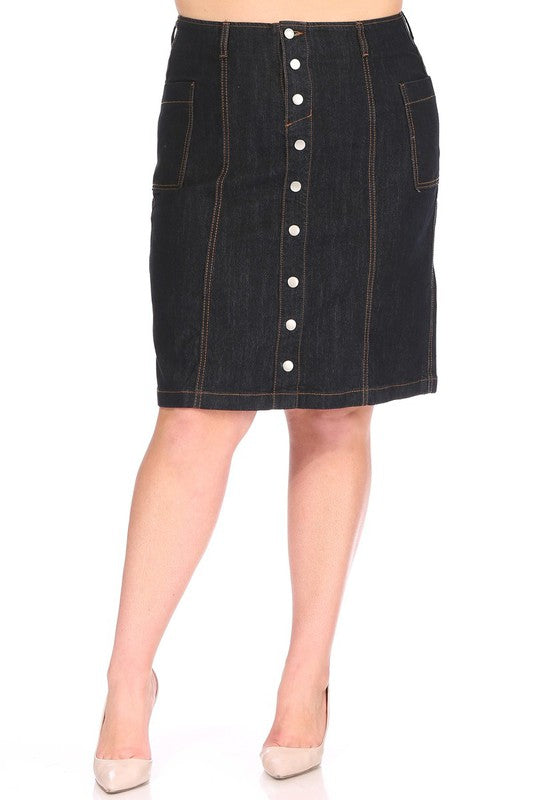 Dark Denim Vintage Style Aline Skirt