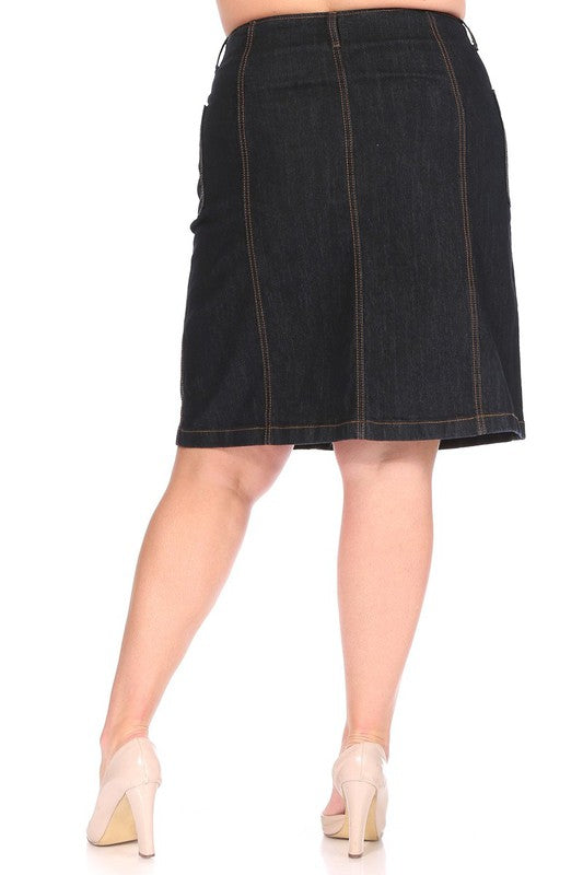 Dark Denim Vintage Style Aline Skirt