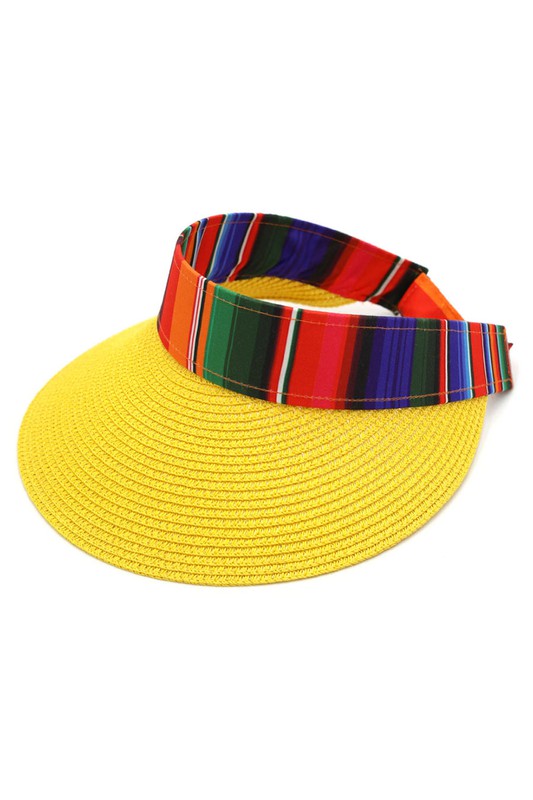 Serape Staw Visor Sun Hat: Yellow