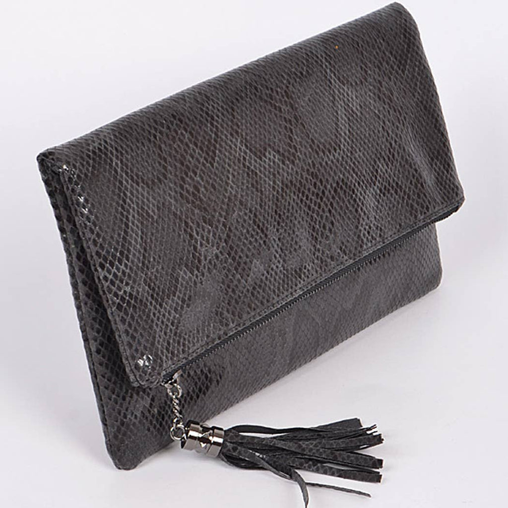 Green Faux Python Clutch