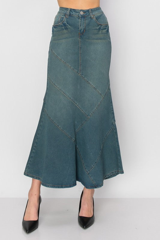 Mermaid Hem Denim Skirt