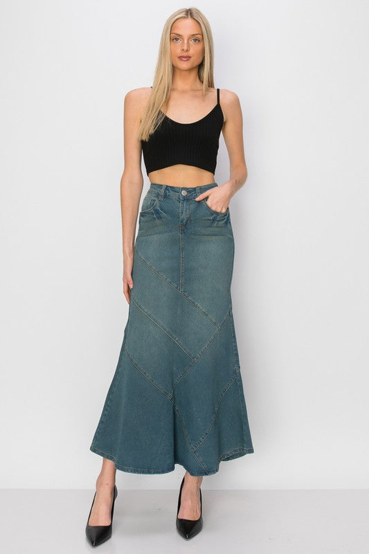 Mermaid Hem Denim Skirt