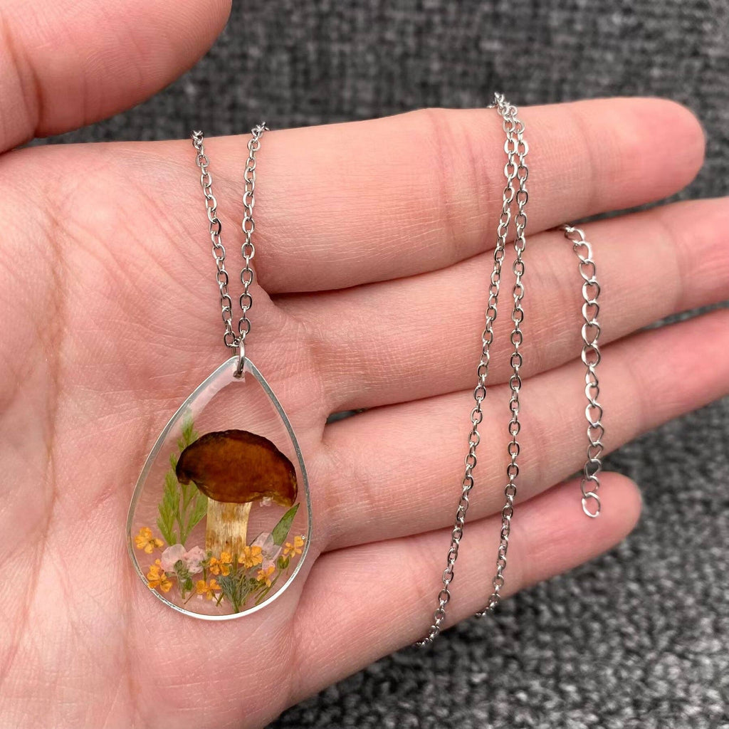 Dried Mushroom Drop Charm Necklace- PDF