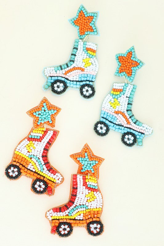 Roller Skate Star Beaded Earrings