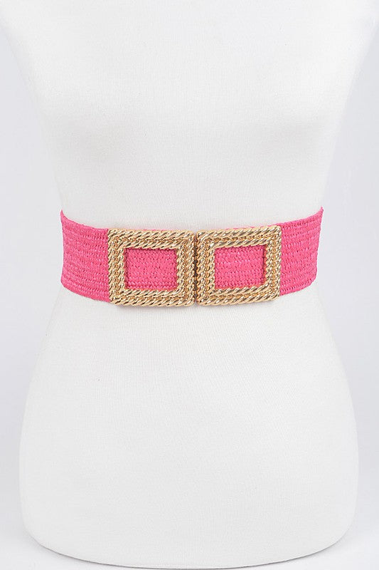 Stretch Straw 1960's Belt: Fuschia