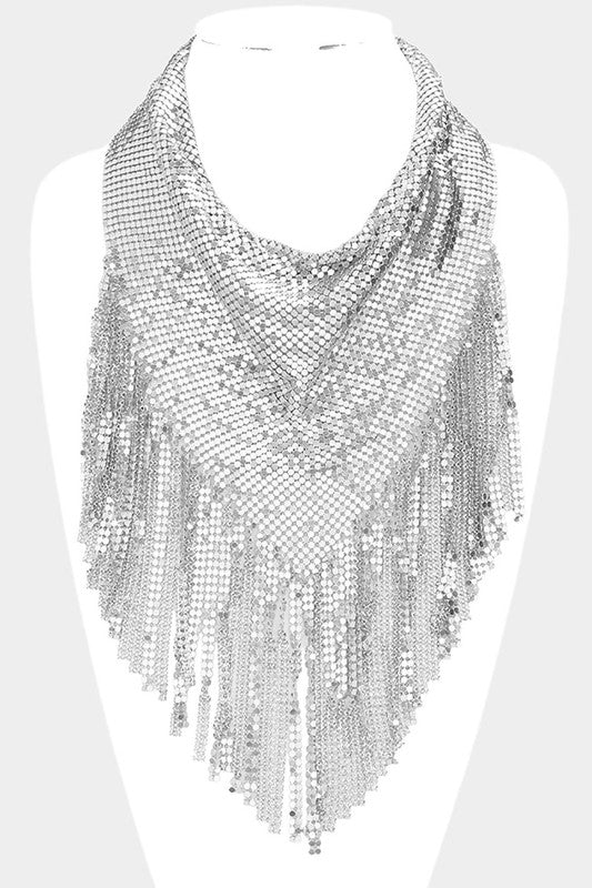 Disco Glamour Hankercief Necklace: Silver