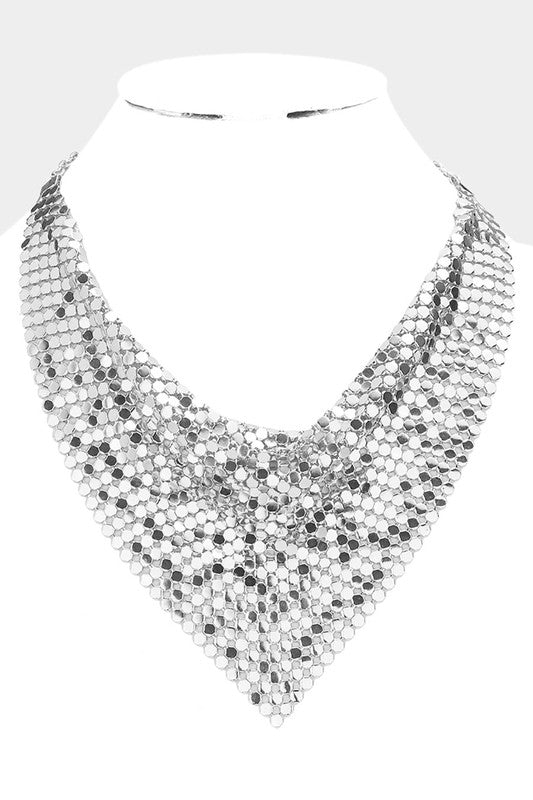 80's Glam Chain Mesh Choker: Silver