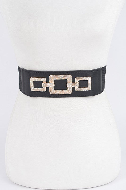 Rhinestone Stretch Belt: Black
