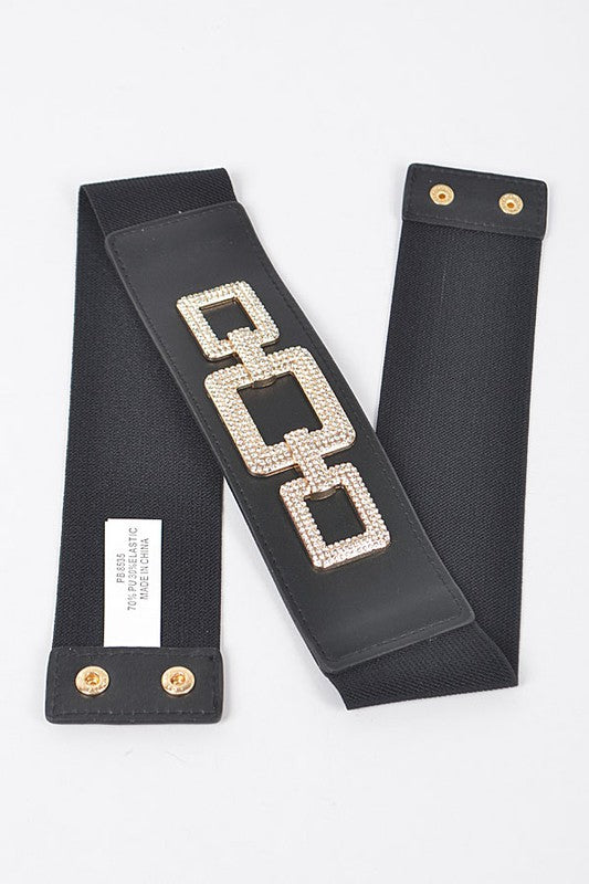 Rhinestone Stretch Belt: Black