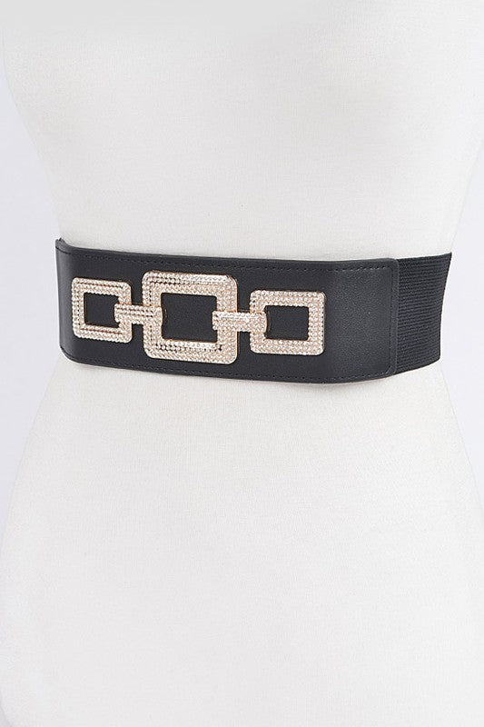 Rhinestone Stretch Belt: Black