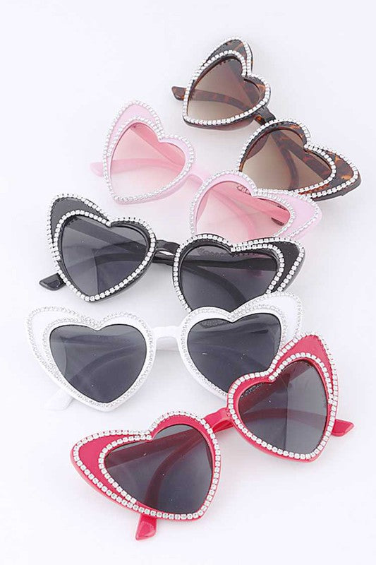 Rhinestone Heart Shaped Sunglasses