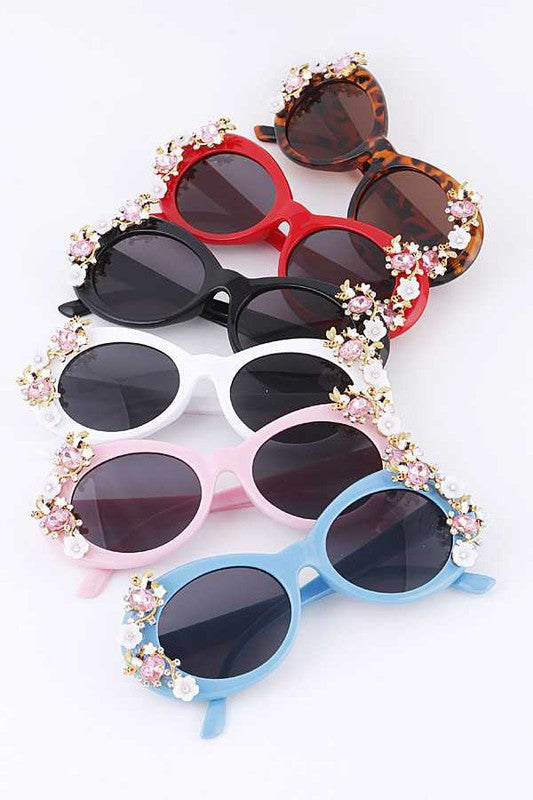 Floral Bejeweled Sunglasses