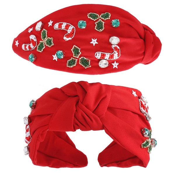 Candy Canes Ornate Headband: Red