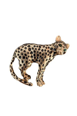 Gold Leopard Brooch