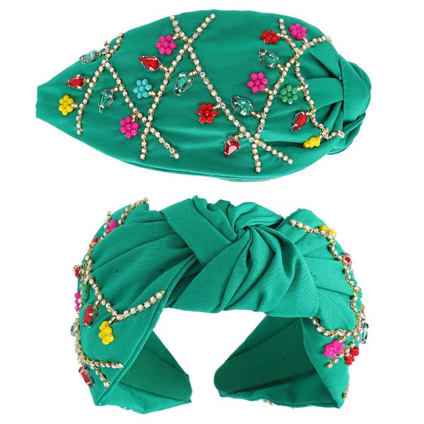 Christmas Lights Ornate Headband: Green