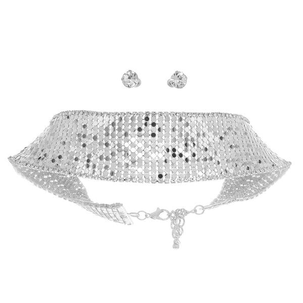 Disco Choker Set: Silver