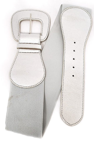 Stretch Metal Pearl Bow Belt: Silver