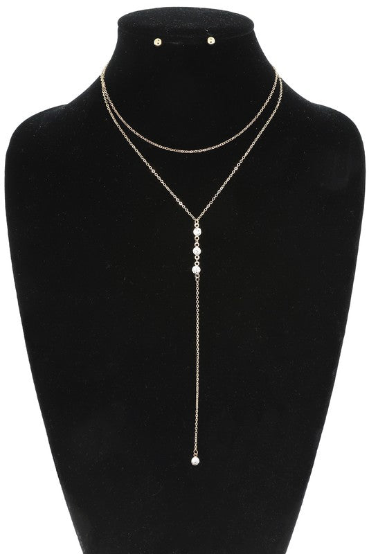Mutli Strand Lariat Necklace: Gold