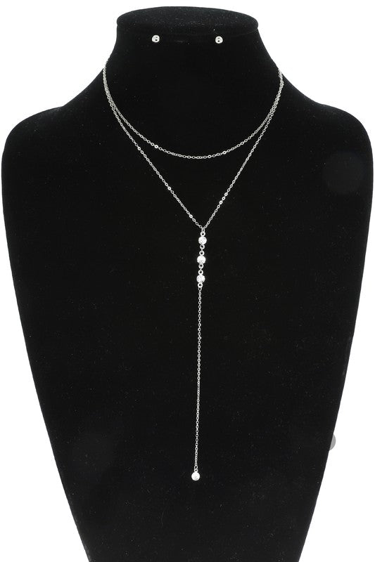Mutli Strand Lariat Necklace: Silver