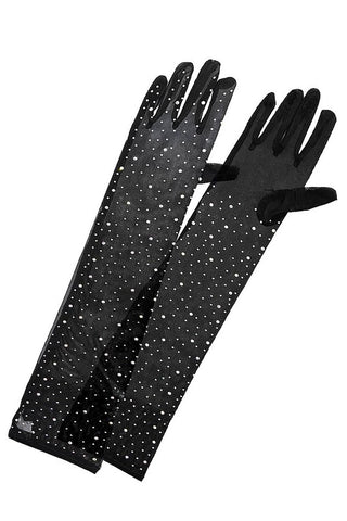Satin Wrist Gloves: Black