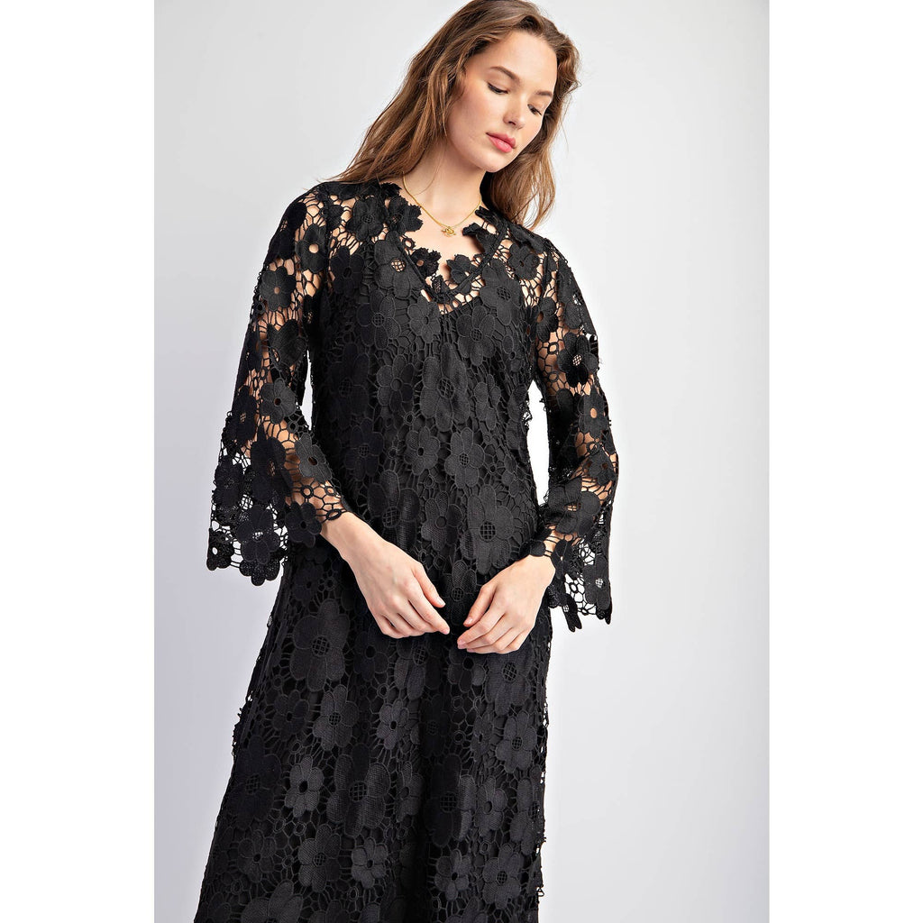 Crocheted Lace Relaxed Fit Dress