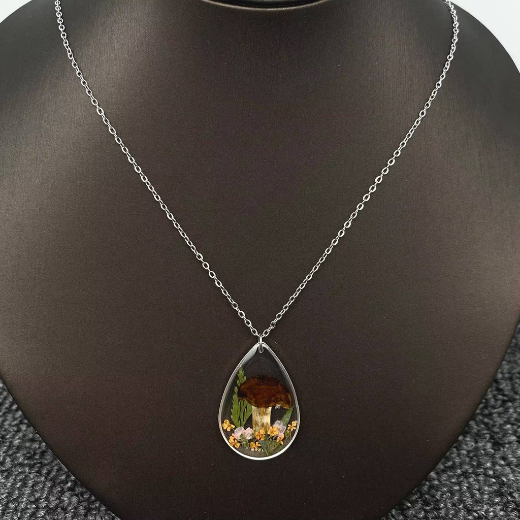 Dried Mushroom Drop Charm Necklace- PDF