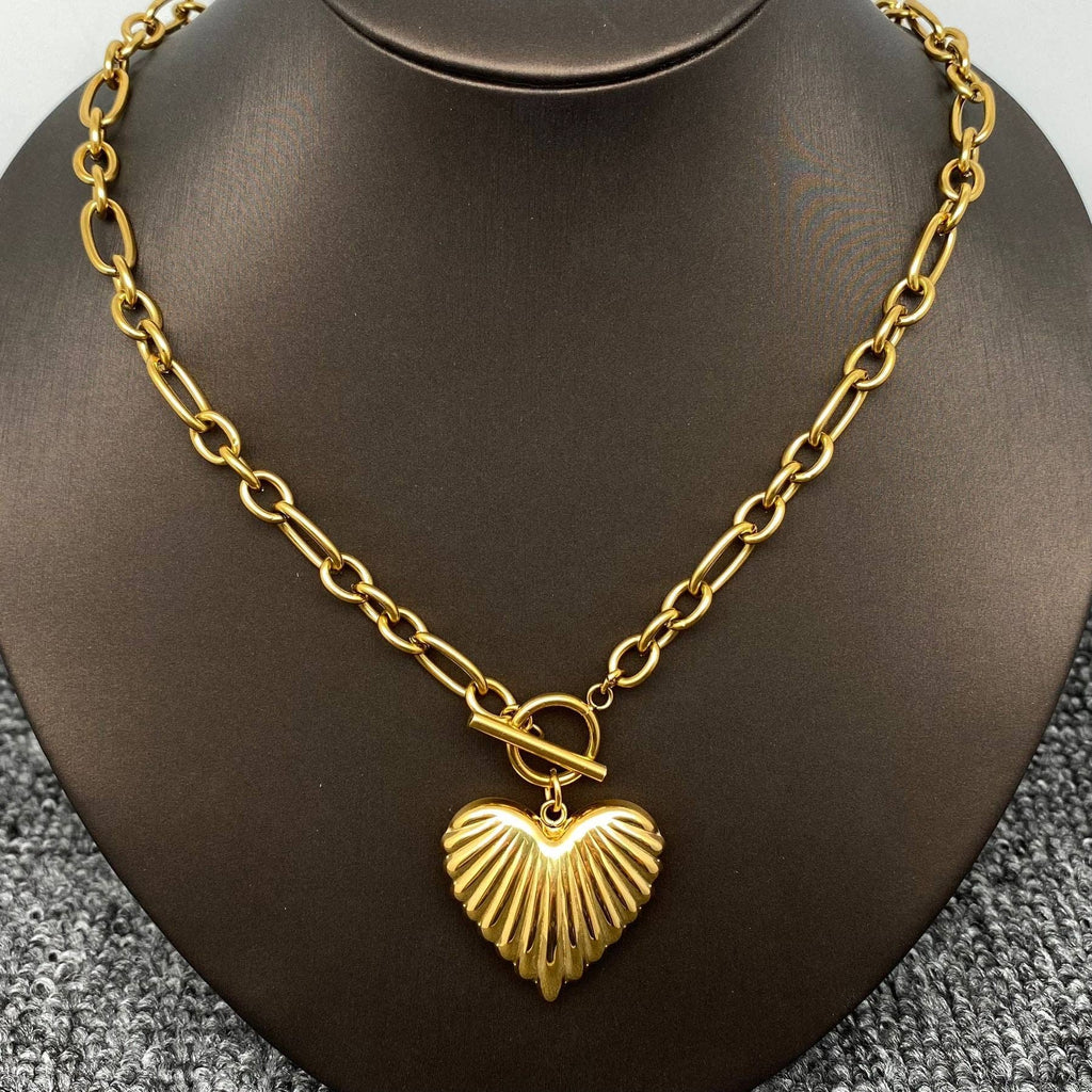 Golden Heart Charm Buckle Chain Necklace