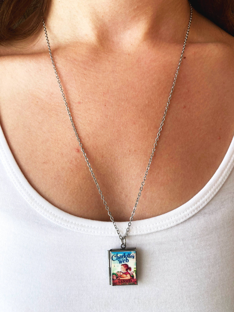 Book Locket Necklace - Charlotte's Web: Stainless Steel