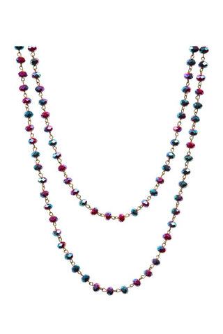 Mutli Strand Lariat Necklace: Ruby