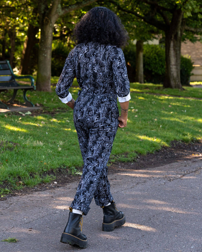 Black Floral Cobweb Boiler Suit