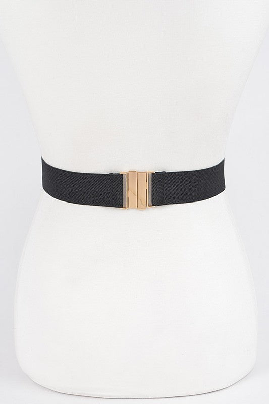 Double Silk Flower Elastic belt: Black