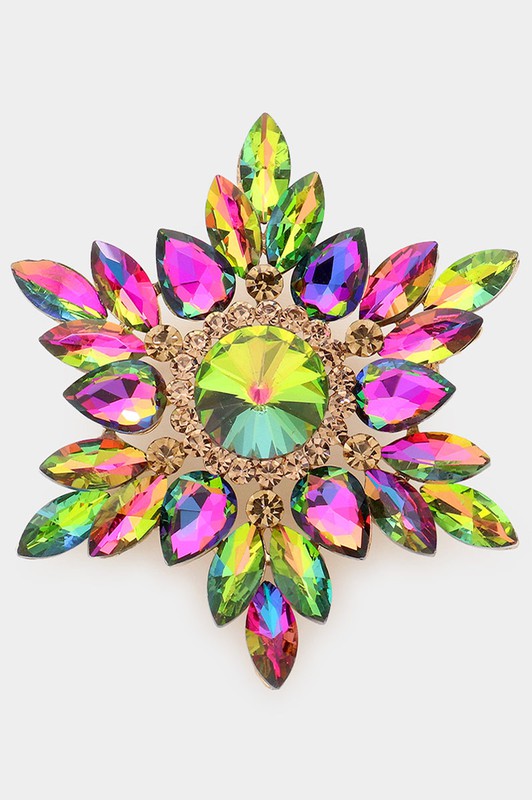Marquise Stone Brooch: Green AB