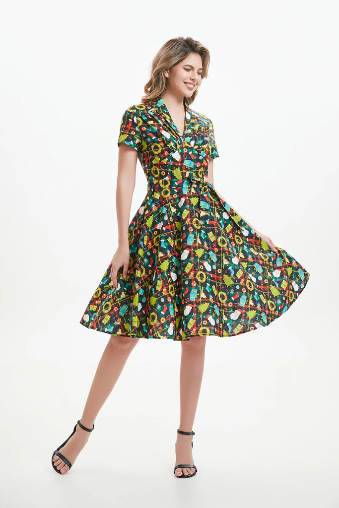 Plaid Tidings Christmas Dress