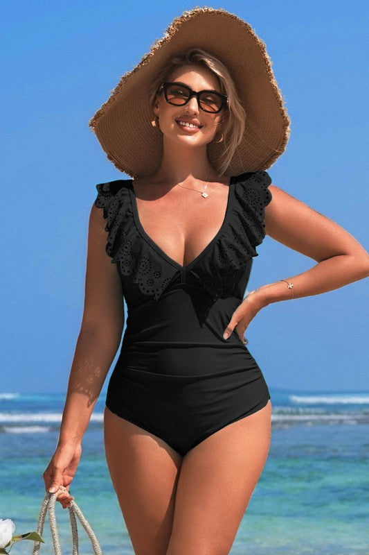Laser Cut Ruffle Sophia Swimsuit