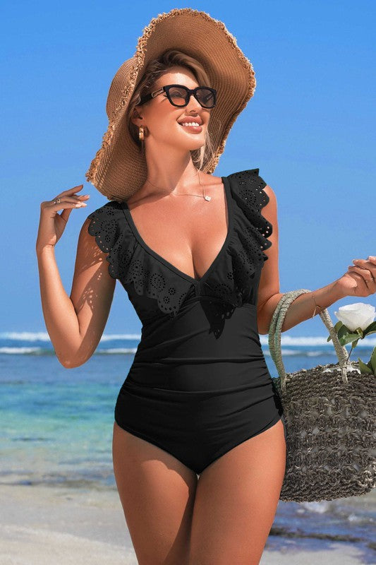 Laser Cut Ruffle Sophia Swimsuit