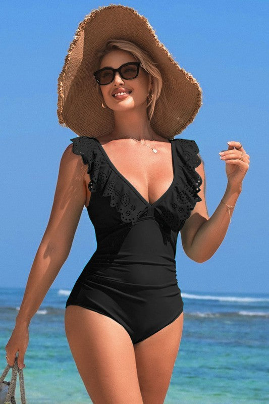 Laser Cut Ruffle Sophia Swimsuit
