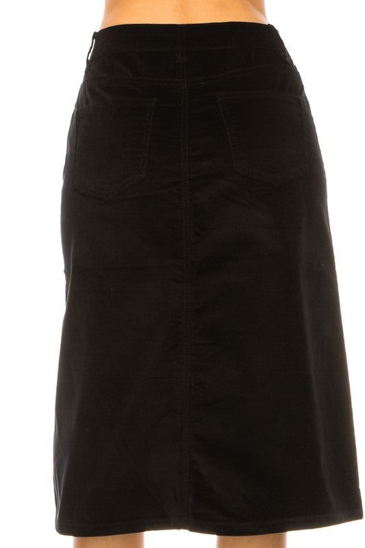 Velvet Denim Cut Skirt: Black