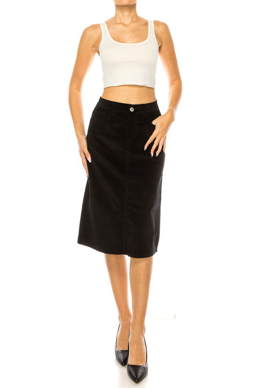 Velvet Denim Cut Skirt: Black